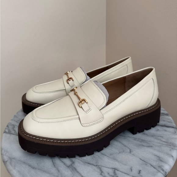 Sam Edelman Ivory Laurs Lug Sole Loafer Women’s Size 9 NIB Leather Gold Bit - Picture 3 of 10